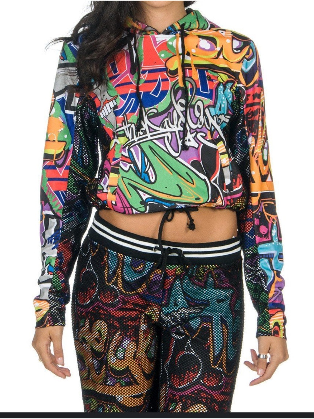 Vibrant Graffiti Print Women's long sleeve top - Multi-colors